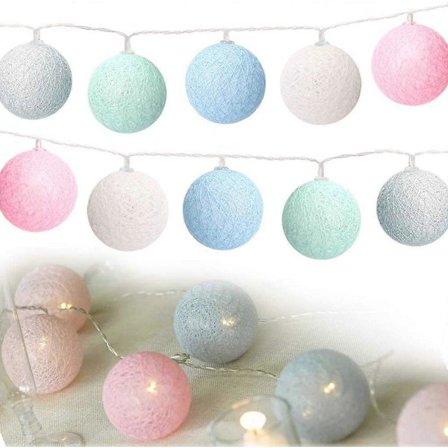 Bomulds Kugle Lys Bomulds Kugle Lyskæde 3M 20 LED Lys Kæde Kugler Bomuld med USB-tilslutning, Lys Kæde Kugle til Indendørs, Terrasse{yh}