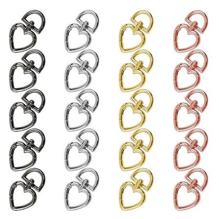 20 st hjärtformade karbinhakar med snäpplås, nyckelringar, minikarbinhakar för anslutning av nycklar, gör-det-själv-dekoration, 4 färger