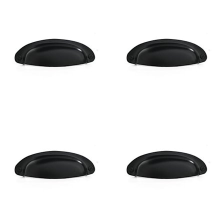 4 st retro skalhandtag vintage möbelknopp lådhandtag med skruvar för skåp garderob byrå lådor (B-417 svart)