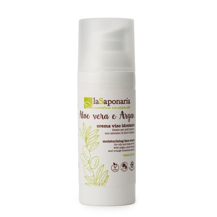 LA SAPONARIA Argan Crema viso idratante Aloe Vera e 50ml - Tratt.viso 24 ore antimperfezioni