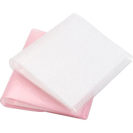 PVC-plastficka 3 tum personligt fotoalbum (rosa + vitt) 2 stycken