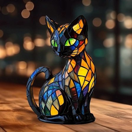 Kattlampa Vintage Katt Färgad Resinlampa Djurälskare Lampa Vintage Lampa