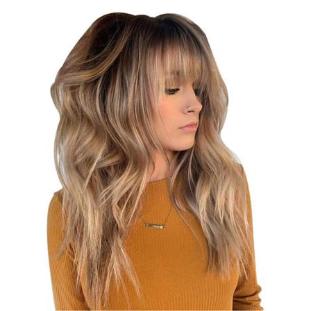 Kvinnor Naturlig Lockig Vågig Peruk Brun Blond Syntet Lång Full H