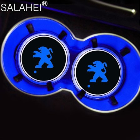 2 stk. LED Bil Vannkoppholder Lys Brikker Matter For Peugeot 307 206 308 407 207 3008 406 208 508 301 2008 408 5008 Tilbehør| |