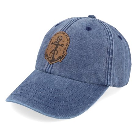 Iconic - Blauw unconstructed Cap - Set Sail Anchor Vintage Washed Denim Blue Dad Cap @ Hatstore