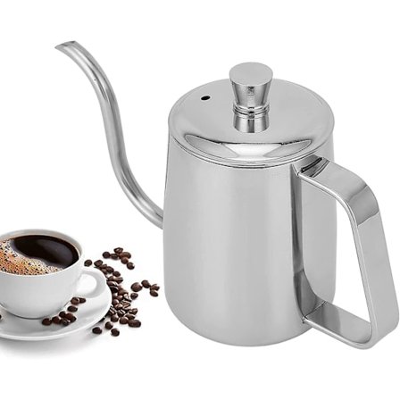 Svanehals Kedel, Elegant Kaffe Kande Glat Overflade Med 350ml Til De Fleste Til Hjem/Kontor/Hotel/Restaurant/Bar(Sølv 350ml)