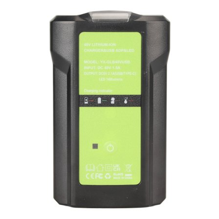 40V Greenworks 29472 29482 29462 29252 Lithium Batterioplader med Dæmpbar LED-lys USB Strømudgangsindikator