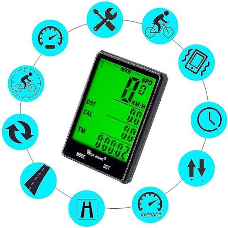 Langaton polkupyörän tietokone taustavalolla