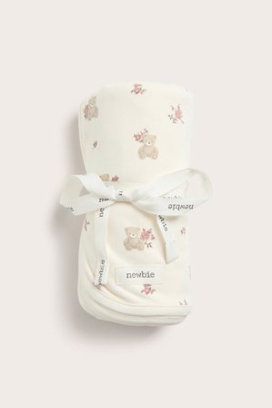 Newbie | Kocyk dla niemowląt, w niedźwiadki | Offwhite