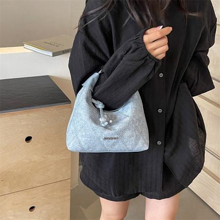 Sommer Populær Enkelhed All-Match Håndtaske Taske Kvinde 2024 Ny Mode Skulder Pendler Taske Denim Skuldertaske Light Blue