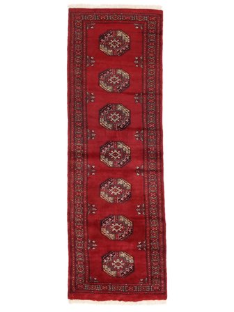 Handknuten Pakistan Bokhara 3Ply 81X246 Ullmatta Mörkröd/Svart Liten