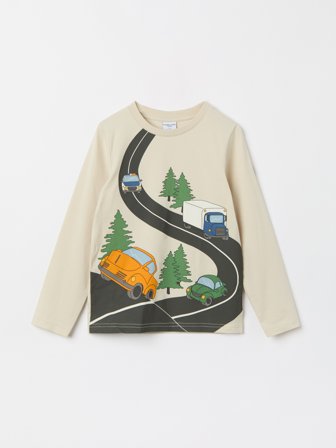 Polarn O. Pyret - Print long-sleeve top - 104 - Childrenswear - beige