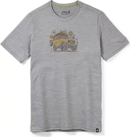 Smartwool Men’s Merino Sport 150 Overland Adventure Short Sleeve Graphic Tee Slim Fit Men Short sleeved fitness sweater Grey