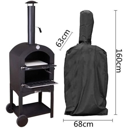 Vanntett beskyttelsesdeksel for hagegrill, vanntett deksel for utendørs pizzaovn - Svart (68*63*160)