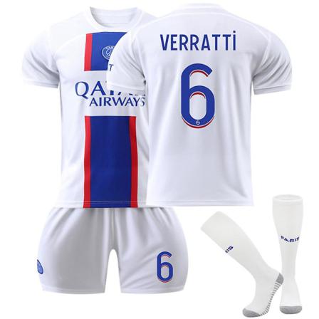 Paris Bortatröja 22-23 New Season Paris Fotbollströja T-shirt Verratti 6 Kids 28(150-160cm)