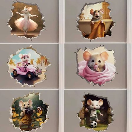 M452 It's a Girl Mouse in Mouse Hole Decal - Dance Baby Shower Gift Wall Sticker