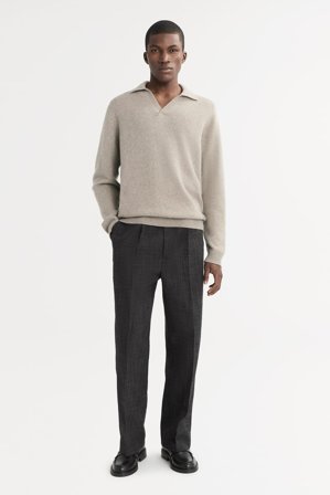 Soft Goat - Men's Polo Shirt - Kaschmirpullover für Herren - L - Greige