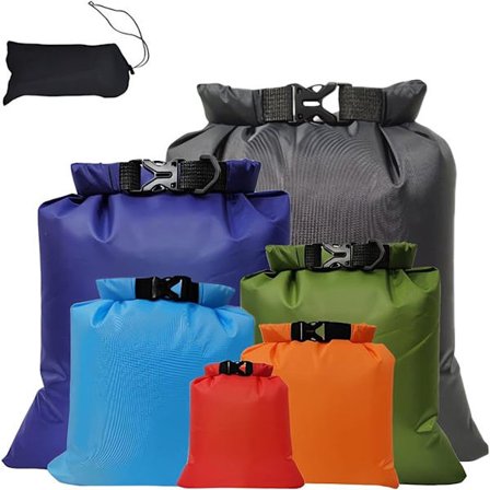 Vanntett tørrposepakke med 6 tørrposer og vanntett pose Tørrpose Kano-poser Tørrpose Vanntette poser Vanntett pakkepose med rulletopplukking for