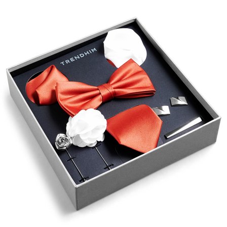 Jakkesæt Accessory Gaveæske | Terracotta, Hvidt & Sølvfarvet Sæt til mænd - Gaveæsker