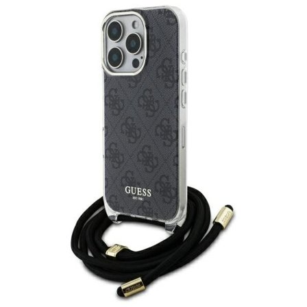 Guess Crossbody Cord 4G Print Case til iPhone 16 Pro Max - Sort