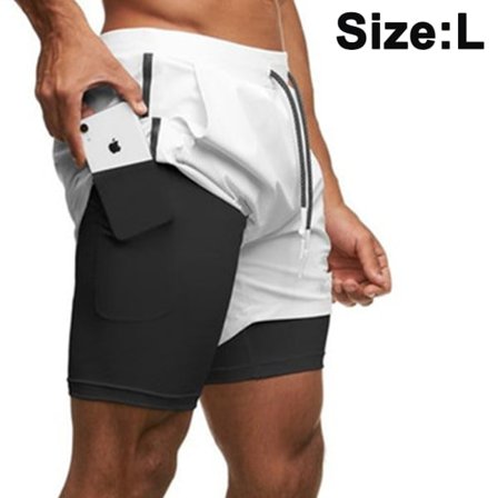 Herre Shorts Sport 2 i 1 Shorts Sommer Shorts Bukser Hvit zdq