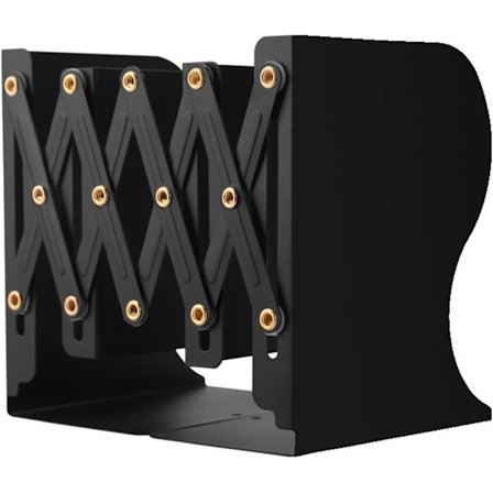 Udtrækkelig bogstøtte til skrivebordet - Justerbar bogholderstand til hylder, bogreolorganiser med skridsikker base (sort, passer til 5-12" bøger)