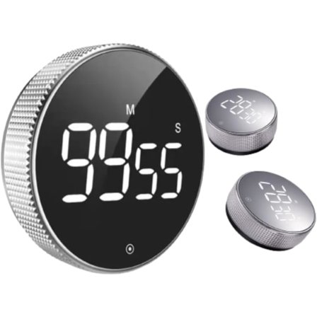 Magneettinen digitaalinen keittiöajastin - Suuri digitaalinen keittiöajastin LED-laskenta näytöllä (hopea)