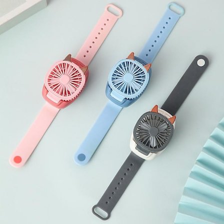 Lille ur-ventilator, tegneserie djævel armbånd til studerende og børn, USB-opladning, bærbar ur-ventilator