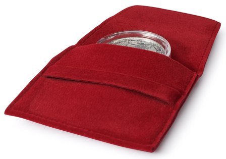 Premium møntlomme til 1 mønt op til 50 mm - Rød