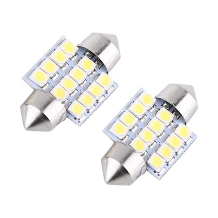2st Vita 12V 12SMD 31mm LED-lampor Bilinteriörbelysning Dörrläskupolljus