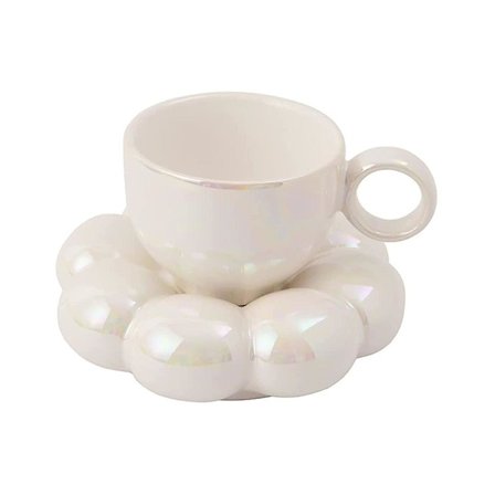 Blommig Kaffekopp och Fat Set Söt Mugg och Fat Set Porslin Kaffekopp med Solrosfat Latte