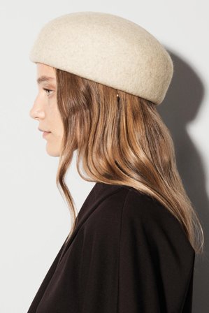 COS Women's Sculpted Wool Beret in Beige