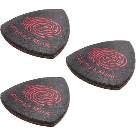 Lærplekter for Ukulele Gitar Bass Plektre Tommel Finger Gitarplekter Fingerplekter for Akustisk Gitar Banjo Ukulele Svart