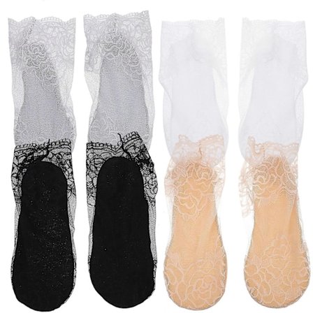 4 Par Dam Spets Korta Strumpor Tunna Strumpor Ankelstrumpor Andningsbara Strumpor