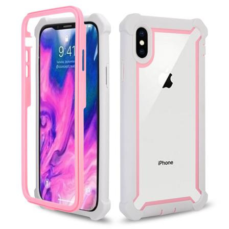 Iphone Xr - Professionellt Exxo Skyddsfodral Med Hörnskydd Rosa + Vit