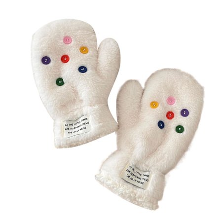 Bløde vintervarme handsker til kvinder, teenagere, håndvarmere, fluffy fingerløse handsker, bløde, åndbare, vindtætte handsker (hvide)