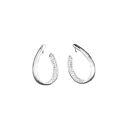 Complement Stilrent Ovalt Örhänge Med Stenar Örhängen Dam Silver