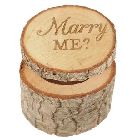 Rustik Træ Bryllupsring Æske Holder Håndlavet Vielsesring til Etui Forlovelse