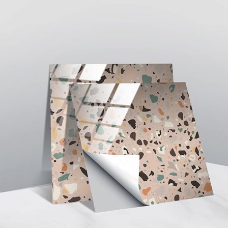 20 stk. fliseklistermærker, køkken badeværelse terrazzo vægfliser klistermærker skræl og sæt på flisemærkater selvklæbende vandtæt (15 cm x 15 cm, B) 