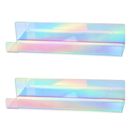 [NT] Iridescent Klar Akryl Flydende Hylde 2 stk. Vægmonteret Badeværelse Opbevaringsstativ Til Køkken Kontor Et Sæt