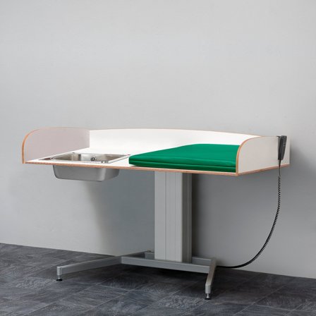 Höhenverstellbarer Wickeltisch NEIL, inkl. Waschbecken L/H, 1400x800 mm