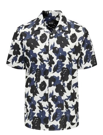 Onstrev Reg Ctn Lin Aop Ss Shirt Noos Navy ONLY & SONS