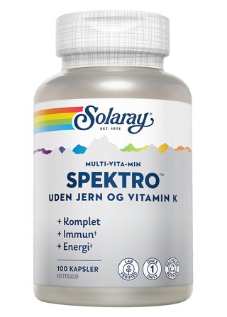 Solaray Spektro Multi-Vita-Min uden jern og K-vitamin 100 kaps., Helse & Madvarer, Vitaminer, Multivitaminer