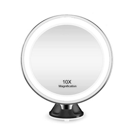 UNIQ imukuppimeikkipeili LED-valo ja x10 suurennos - musta