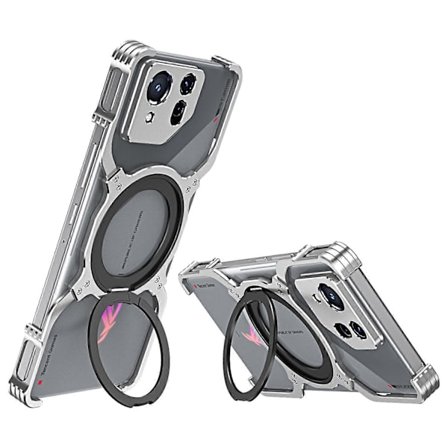 Köp För Asus ROG Phone 8 5G / 8 Pro 5G Bumper Skal Ramlös Magnetisk Ställ Metall Telefonskal Silver