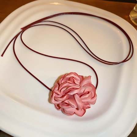 Rose Flower Choker Big Rose Halskæde PINK