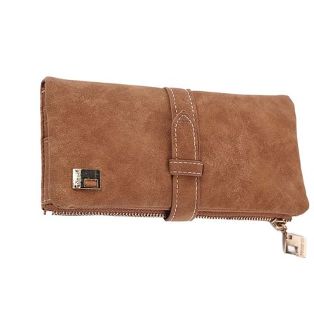 Nahkainen vetoketjullinen lompakko matkapuhelimen lompakko korttikotelo järjestäjä ruskea