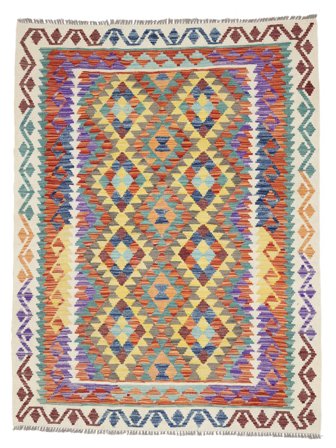 Orientalisk Kelim Afghan Old Style Matta 154X203 Mörkröd/Brun Ull, Afghanistan