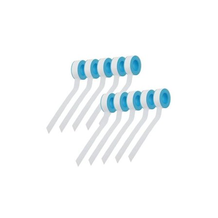 Pakke med 10 Teflon rørleggertape - Teflon vanntett tape 20mm x 20m, Hvit Ptfe tetningsteip for rør Dusjhode Rørleggere Rørforsegling KLB