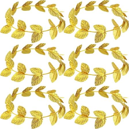 6 stk. Guld Blad Hovedbånd Romersk Laurbærkrans Krone Græsk Hovedbeklædning Gudinde Kostume til Kvinder Mænd Hovedbeklædning Tilbehør Jul Fest 